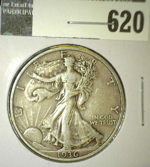 1936 Walking Liberty Half Dollar, XF, value $18"