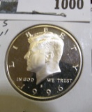 1996 S Silver Proof Kennedy Half Dollar.