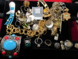 Grab bag of gold filled, gold plate, costume and silver jewelry, heavy group, 480 grams