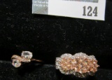 2 odd ladies sterling rings, both marked 925, both rose gold plated, 8 grams total