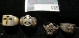 4 random sterling silver rings with crosses, all marked 925, 26 grams total weight