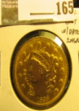 1838 Large Cent, VF gilt with dates engraved, value $45