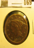 1845 Large Cent, F, value $30