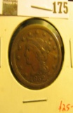 1852 Large Cent, VG, value $25