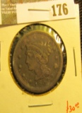 1853 Large Cent, F+, value $30