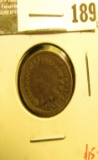 1863 Indian Head Cent, F+ dark, value $15