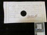 Feb. 26, 1789 Pay Check No. 1797 from the Comptroller's Office to 