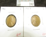 2 Lincoln Cents, 1912 G & 1912-D G, value for pair $8+