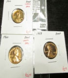 Group of 3 Proof Lincoln Cents, 1959, 1960 small date (semi-key), 1960 large date, value for group $