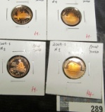 Group of 4 Proof 2009 commemorative Lincoln Cents, all have colorful peripheral toning from original