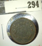 1869 2 Cent Piece, XF dark, bold 