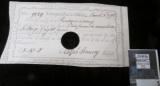 March 3, 1790 Pay Check No. 9529 from the Comptroller's Office to 