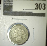 1867 3 Cent Nickel, VG, value $20