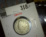 1883 With CENTS V nickel, scarce variety, G+, value $20, 