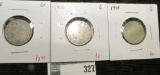 3 V Nickels, 1905 G+, 1906 G, 1907 G, group value $6