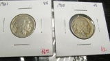 2 Buffalo Nickels, 1921 & 1923, both VG, value for pair $9