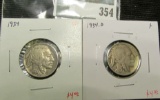 2 Buffalo Nickels, 1934 VF, 1934-D F, value for pair $8