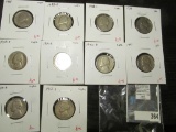 10 Jefferson Nickels, 1938PDS, 1939PDS, 1941, 1942-D, 1950-D &1951-S, includes both key date and AU