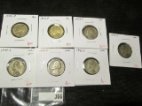 7 Silver WWII Jefferson Nickels, 1942-P, 1943-P, 1944-PDS, 1945-PS, group value $16+