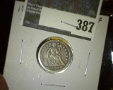 1855 Arrows Seated Liberty Dime, VF, value $30