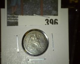 1876 Seated Liberty Dime, VF, value $25