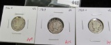 3 Mercury Dimes, 1926-D, 1927 & 1927-S, all grade VG, group value $11+