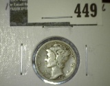 1926-S Mercury Dime, VG, semi-key date, value $15