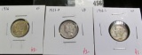 3 Mercury Dimes, 1936 XF, 1936-D VF & 1936-S VF, group value $9