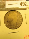 1892 Barber Quarter, G full rims, value $9