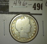 1895 Barber Quarter, G, value $10