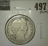 1896 Barber Quarter, G+ full rims, value $10