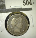 1902 Barber Quarter, F+, value $28