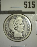 1911 Barber Quarter, G+, value $9