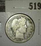 1913 Barber Quarter, G+, full rims, tough date, low mintage (484,000), value $22