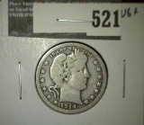 1914 Barber Quarter, VG+, value $10
