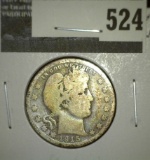 1915-D Barber Quarter, G obverse/AG reverse, value $5