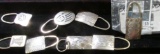 8 Native American silver keyrings, each is marked STERLING, some are marked with initials, one is si