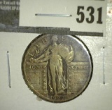 1927 Standing Liberty Quarter, F toned, value $9