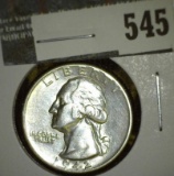 1942-D Washington Quarter, AU, value $10