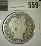 1895-O Barber Half Dollar, G, value $40
