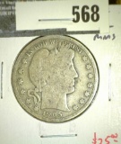 1905 Barber Half Dollar, G+ full rims, value $25