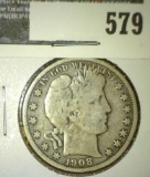 1908-O Barber Half Dollar, VG10, value $17