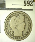 1914-S Barber Half Dollar, VG, value $20