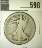 1917-D obverse mintmark Walking Liberty Half Dollar, G, value $25