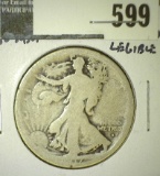 1917-S obverse mintmark Walking Liberty Half Dollar, AG, date & mintmark legible, G value $27