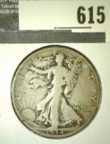 1934 Walking Liberty Half Dollar, F, value $11