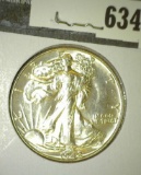 1942 Walking Liberty Half Dollar, BU, value $60