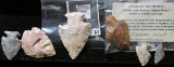 6 random stone arrow and spear points, interesting mix of sizes, colors, and styles