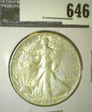 1946-D Walking Liberty Half Dollar, AU+, value $35
