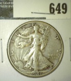 1947-D Walking Liberty Half Dollar, VF/XF, value $17